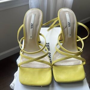Zara Bright Yellow Strappy Heels